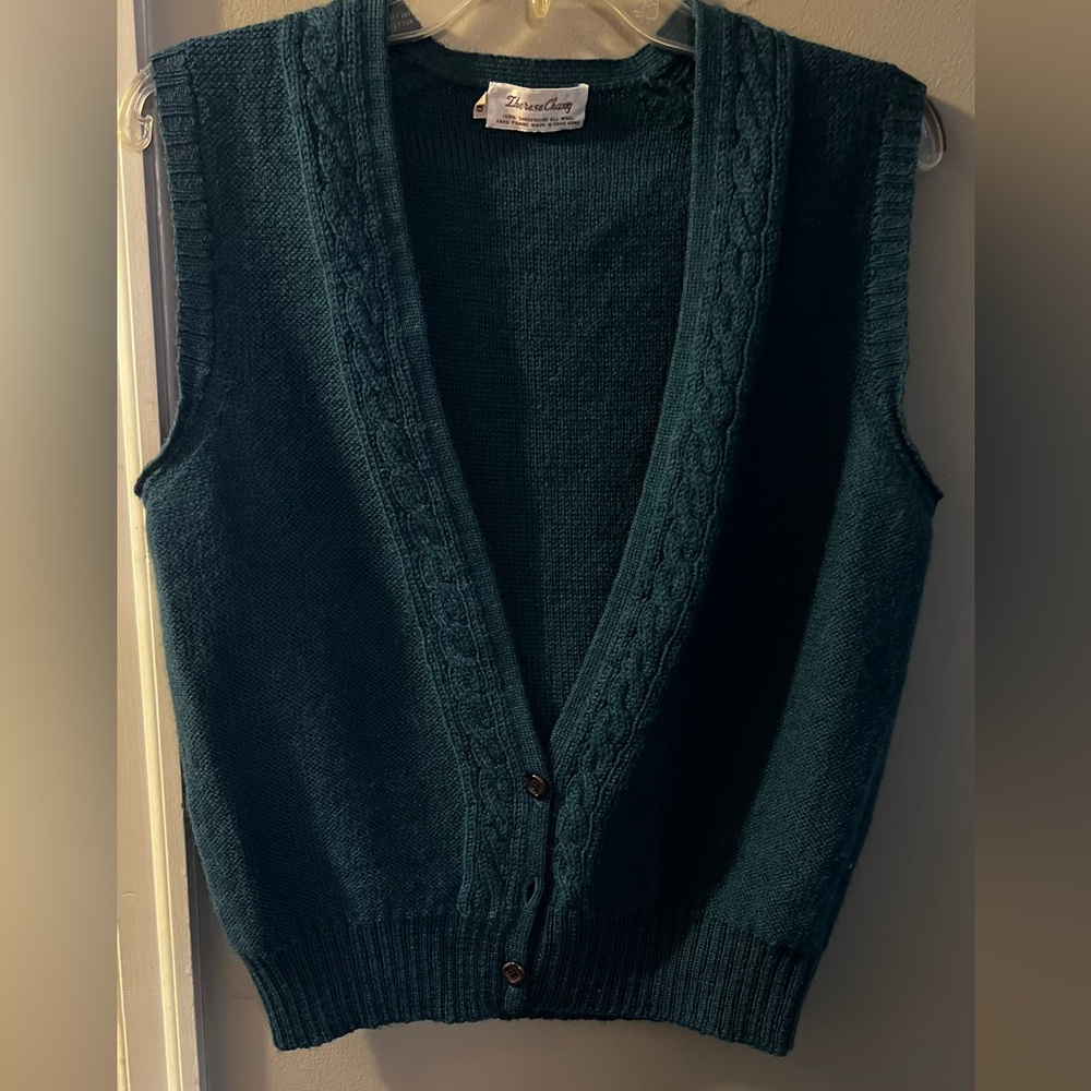 Vintage Therese Chang 100% Shropshire Wool Women's Sweater Vest